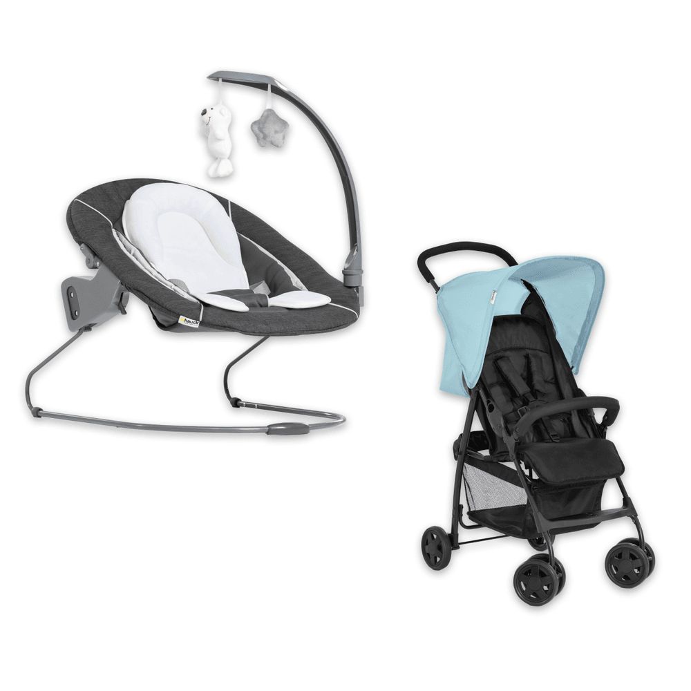 Hauck Citi Neo II Jogging Stroller Caviar Stone And 2 In 1 Alpha Bouncer Beige